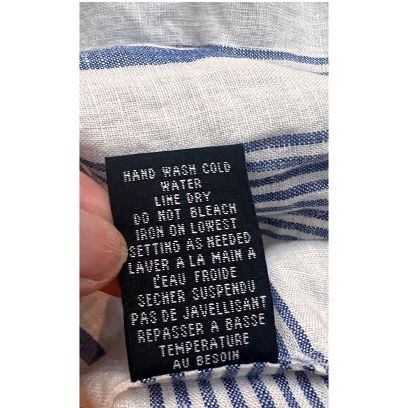 Ravel 100% linen stripes white and blue button down Size medium - Picture 9 of 9